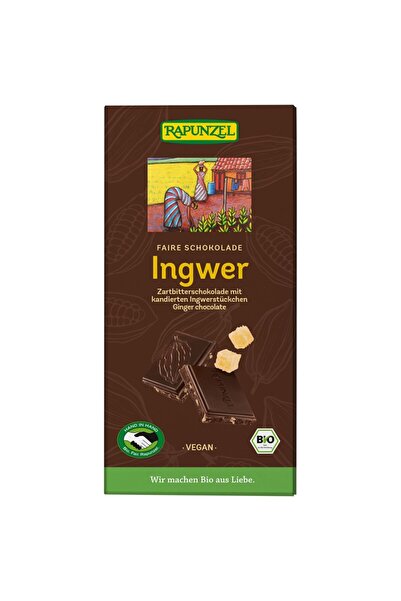 Rapunzel Ciocolată neagră cu ghimbir și 55% cacao, organică vegană, 80g