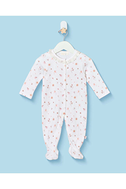 REDTAG Baby Girls White Printed Sleepsuit