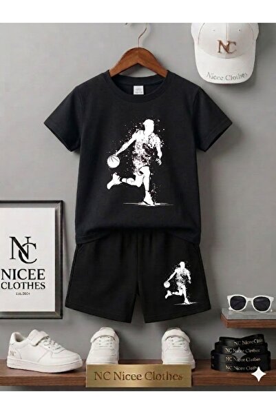 Leto Lykia Summer Children's T-Shirt Shorts Unisex (Printed with White Balls)