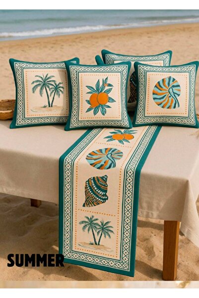 Home طقم وسائد صيفية من 4 قطع من Summer Mediterranean Summer Breeze مع طقم من...