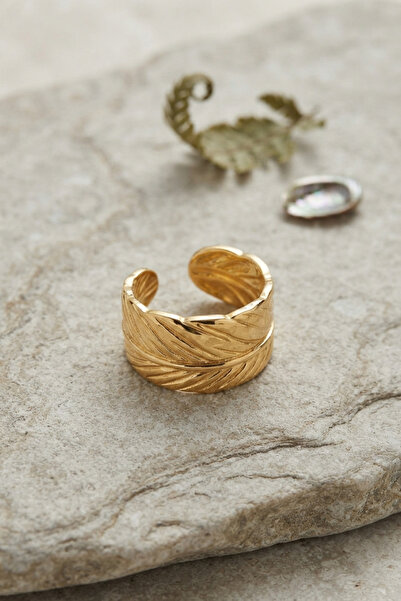 Marsilyan Bohemian Feather Motif Thick Adjustable Gold Color Ring Tj-Byk4233 ...