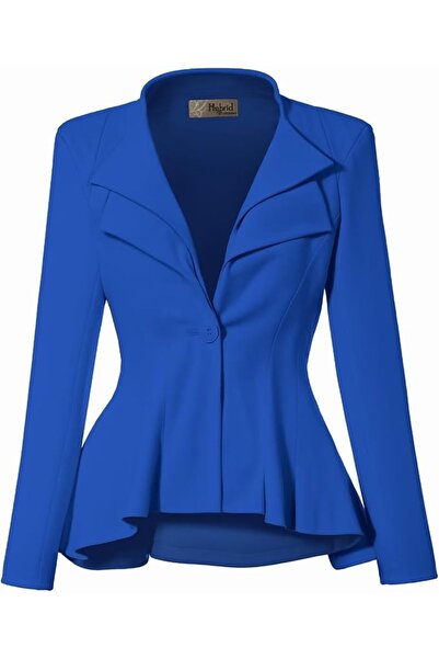 Hybrid & Company Women Double Notch Lapel Sharp Shoulder Pad Office Blazer | ...