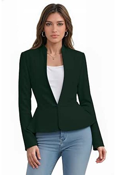 Hybrid & Company Women Double Notch Lapel Sharp Shoulder Pad Office Blazer | ...