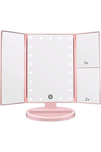 GENERAL Flymiro Tri-fold Lighted Vanity Makeup Mirror with 3x/2x Magnificatio...