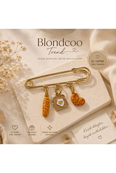 Blondcoo Trend Pastane Fırın ve Mutfak Temalı Çelik Charmlı Yaka İğnesi Broş