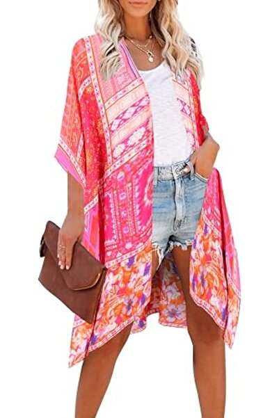 Moss Rose Women's Beach Cover up Swimsuit Kimono Cardigan with Bohemian Flora...