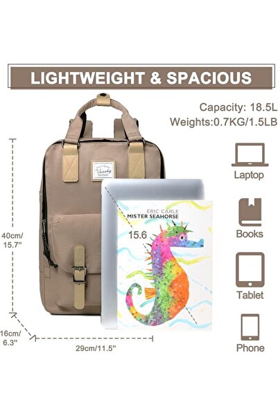 VASCHY Vintage School Backpack for Men/Women 15in Laptop Bookbag Casual Daypack