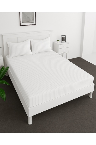 MAXQON ® Deep Fitted Bed Sheet with 2Pcs Pillow Covers, Double (120x200+30CM)...