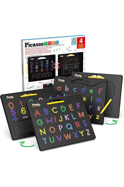 PicassoTiles Magnetic Drawing Board 12x10 inch Large 748 Bead Magnet Tablet P...