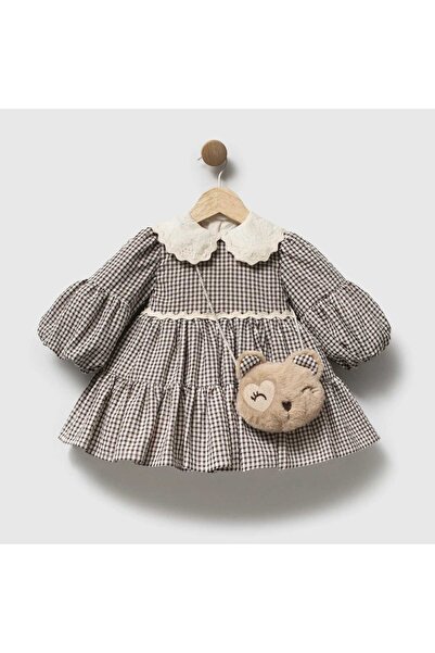 ministok Luna Gingham Baby Girl Dress with Bag Accessories