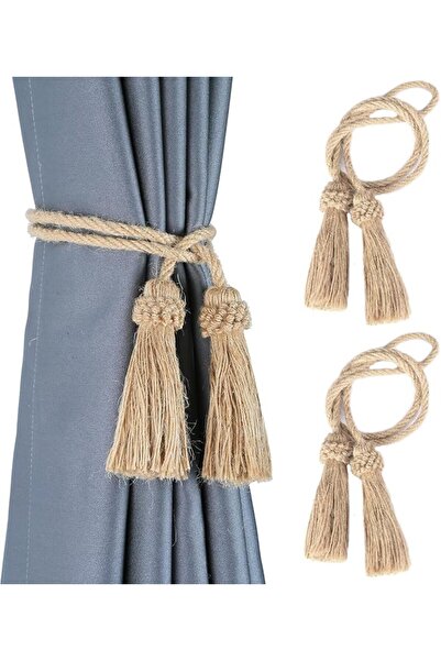 GENERAL 2 Pack Curtain Tiebacks Handmade Decorative Curtain Holdbacks Rope wi...