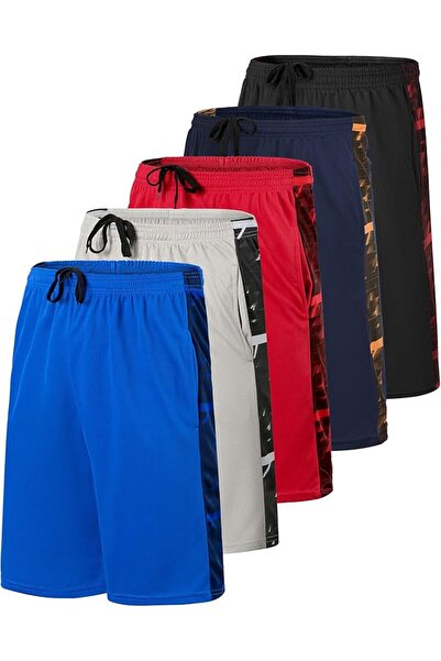 Real Essentials Boys' 5-Pack Mesh Active Athletic Performance Basketball Shor...