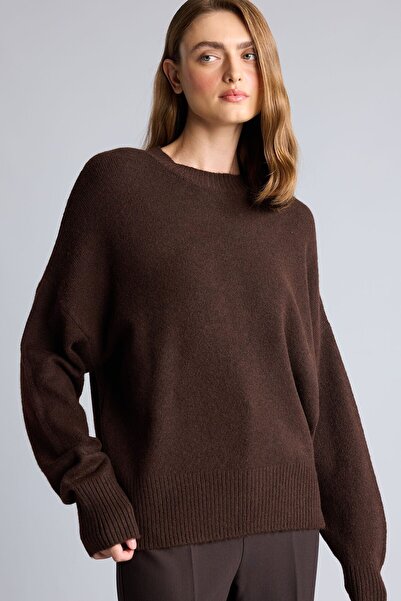 DeFacto Low-Shoulder Ribbed Oversize Crew Neck Knitwear Sweater F3895Ax26Wn
