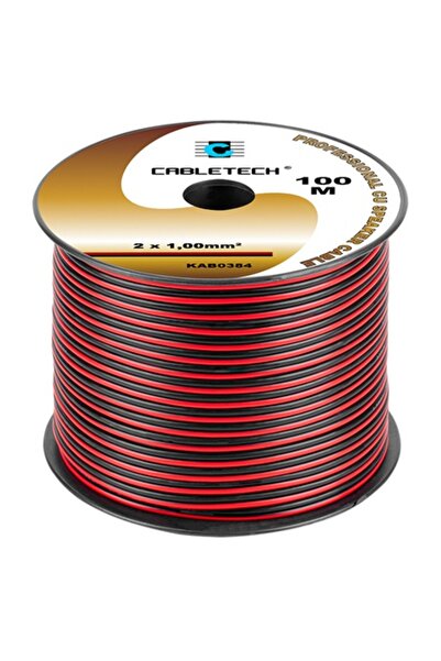 Cabletech Χάλκινο Καλώδιο Ηχείων 2x1.0 χιλ. Κόκκινο/Μαύρο, Ρολό 100 μ.