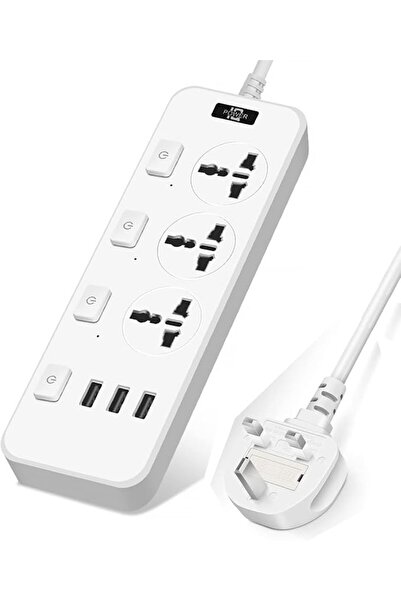 Skin Generics 3 Gang Outlets Extension Lead with 3 USB Slots, Power Strips wi...