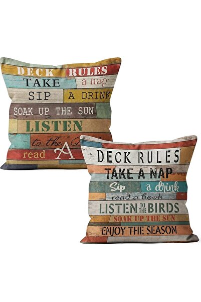 M-Qizi Blue Throw Pillow Covers - Linen Blue Pillow Covers 18x18 Set of 4, De...