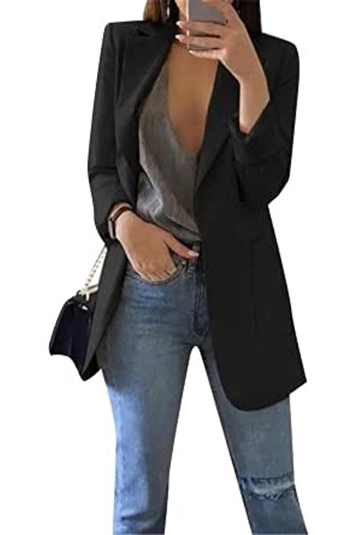 YMing Women's Blazer, Elegant Loose Cardigan Jacket with Lapel Collar, Notch ...