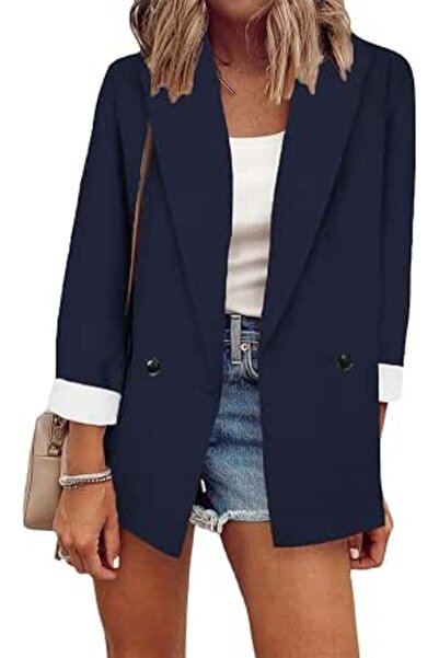 YMing Women's Blazer, Elegant Loose Cardigan Jacket with Lapel Collar, Notch ...