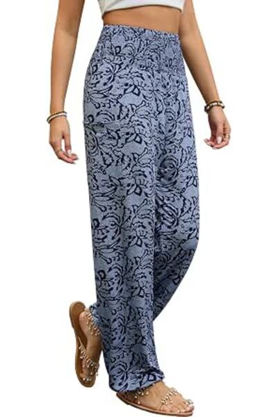 GENERAL QIANXIZHAN womens Boho Palazzo Slacks