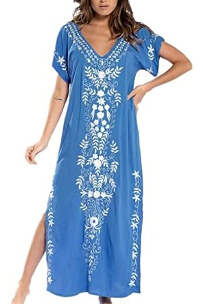 GENERAL Women's Cotton Kaftan Loungewear Boho Homewear Oversized Kimono Maxi ...