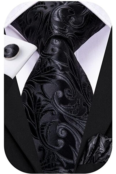 Dubulle Mens Paisely Silk Tie for Men Necktie and Pocket Square Set