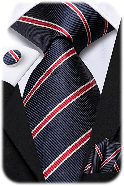 Dubulle Mens Paisely Silk Tie for Men Necktie and Pocket Square Set