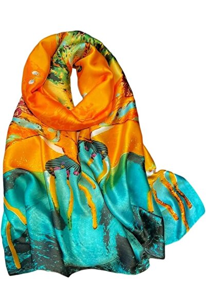 GENERAL Fashion Scarves 100% Satin Silk Scarf Long Lightweight Sunscreen Shaw...