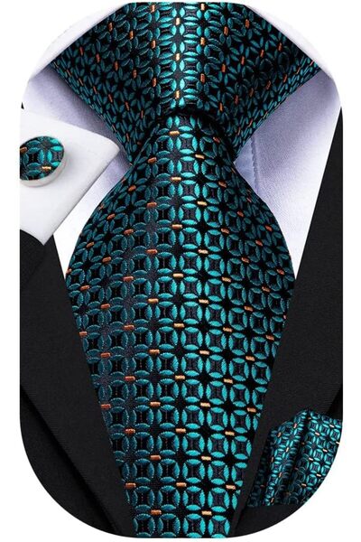 Dubulle Mens Paisely Silk Tie for Men Necktie and Pocket Square Set