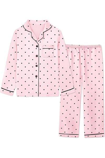 GENERAL Schbbbta Girls Boys Satin Pajamas Set, 2Piece Silk Nightwear Button-D...