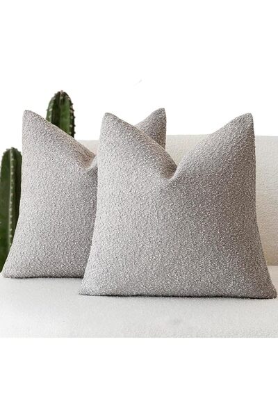 GENERAL Foindtower Pack of 2 Textured Boucle Throw Pillow Covers Accent Solid...
