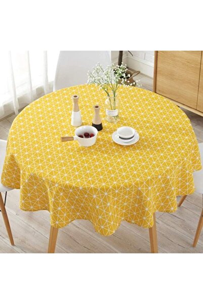Generic Brand Tablecloth - Round striped tablecloth - Floral pattern - Washab...