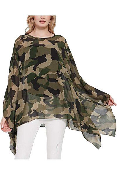 GENERAL Wiiiwish Women's Loose Solid Long Batwing Sheer Chiffon Caftan Wrap P...