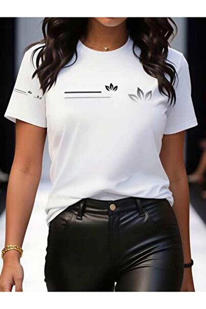 23ERVA Women's Lotus Flower Design, Pure Cotton T-Shirt, Spring Summer Wear, ...