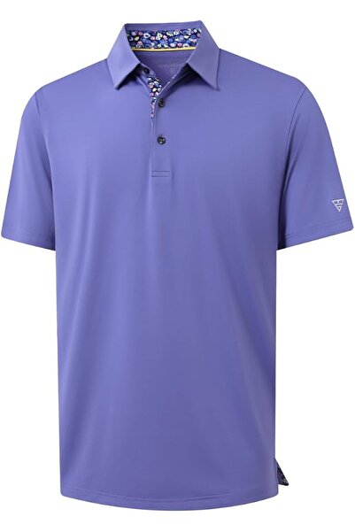 M MAELREG Men's Golf Polo Shirts Short Sleeve Striped Performance Moisture Wi...