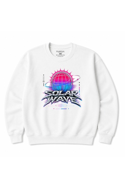Rabona Fashion Φούτερ με στάμπα Cosmic Cyber Y2K Energy με λαιμόκοψη ποδηλάτου