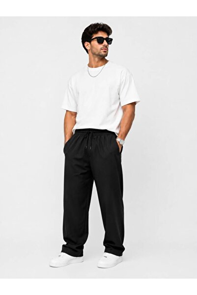 More Black Men's Black Baggy Sweatpants - Loose Fit Comfortable Fit