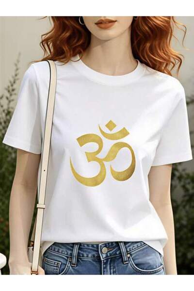 4Car Women's Om Symbol Design, Pure Cotton T-Shirt, Summer Casual Wear, Yoga ...