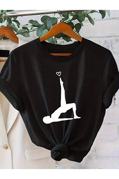 25W Women'S T-Shirt With Pilates Heart Design, Featuring Silhouette Art Print...