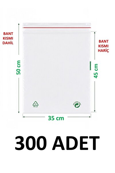 MTKardeşler 300 Pieces 35X45+5 cm Transparent Green Recyclable Adhesive Nylon...