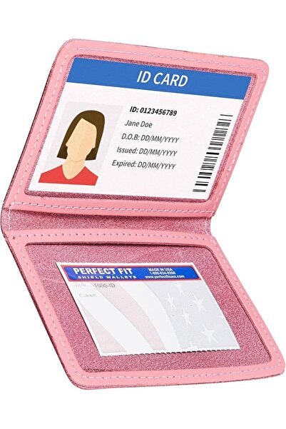 Perfect Fit Shield Wallets 2 ID Leather License Holder Pink Bifold Double I.D...