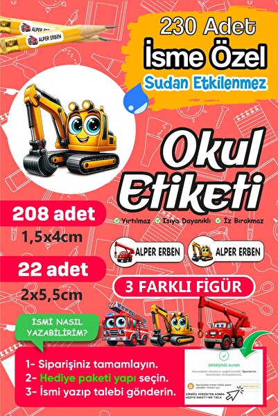 PANDA SOKAĞI Kişiye Özel Okul Etiketi Seti – 230 Adet | Suya Dayanıklı İsim E...
