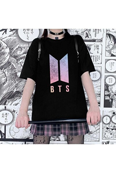 DEEFWEAR Mi̇ngalondon Bts Logo Black Unisex Oversize T-Shirt