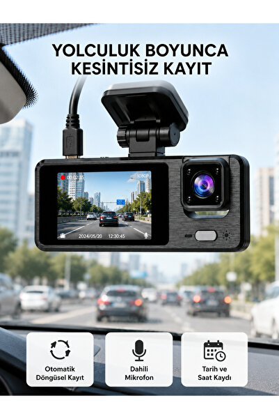 OEM 3 Kameralı Araç DVR 1080P Ön + HD Arka + İç Kamera Döngü Kayıt 2’’ Ekran