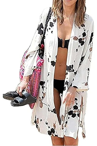 ChicAbode Women Floral Print Lightweight Chiffon Kimono, Cardigan Shawl, Loos...