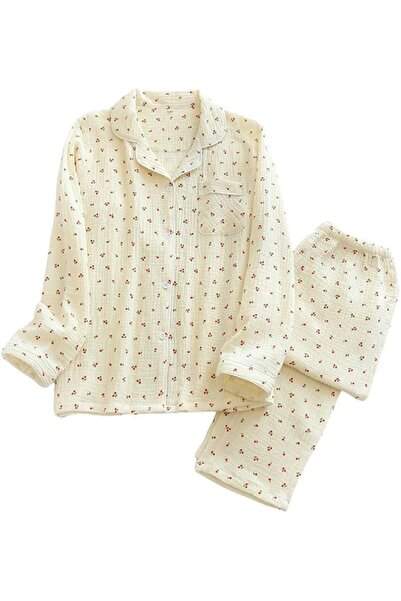 GENERAL codcm Womens Cotton Pajama Set Long Sleeve Button Down Shirt and Loun...