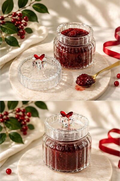 NEWNOW Luxury Glass Jam Jar & Turkish Delight Jar Presentation Jar, Figured G...