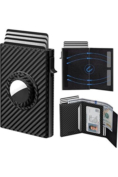 KASTWAVE Mens Smart Wallet Card Holder for AirTag, Leather Wallet for Men Com...