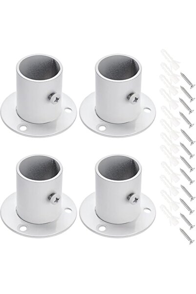 AZONEE Flange Rod Holder, 4Pcs Wardrobe Rail Deep Socket, Heavy Duty Curtain ...