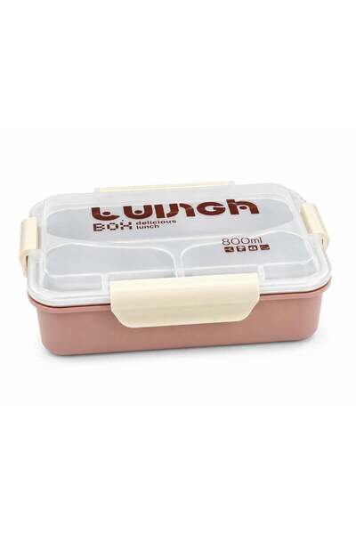 Generic Premium 800ml Stainless Steel Lunch Box with 3 Compartments, Leak-Pro...