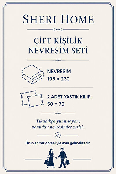Sheri Home LiLY MODEL Çift Kişilik Nevresim (Yorgan Kılıfı+2 Adet Yastık Kılıfı)8886567